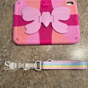 Pink and Purple Butterfly Tablet Case with Strap NWOT